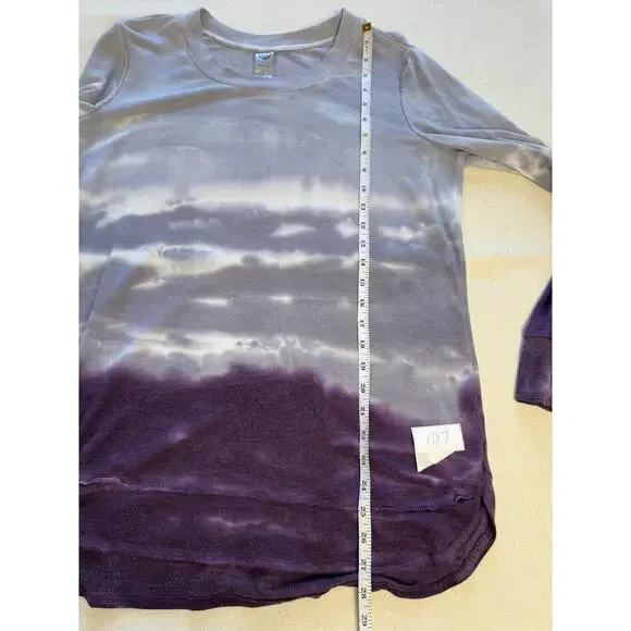 Te Verde Womens Sweatshirt Shirt M Purple Tie Dye Casual Cozy Basic Day Lounge - Picture 6 of 8